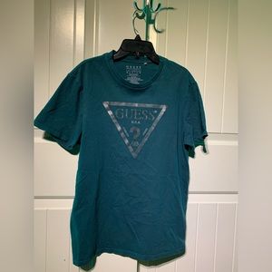 Guess Logo Dark Green/Aqua T-Shirt